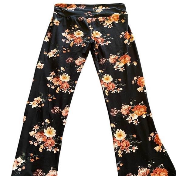 Black and Orange Floral Wide Leg Trousers - Picture 1 of 3